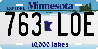 MN license plate 763LOE