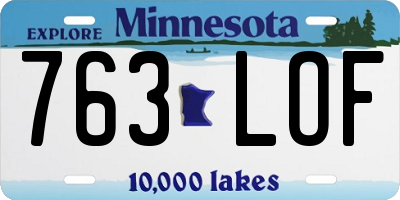MN license plate 763LOF