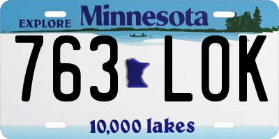 MN license plate 763LOK