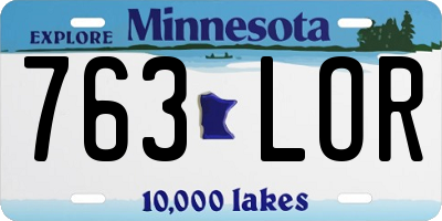 MN license plate 763LOR