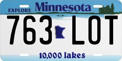 MN license plate 763LOT