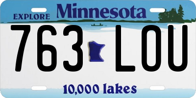 MN license plate 763LOU