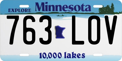 MN license plate 763LOV