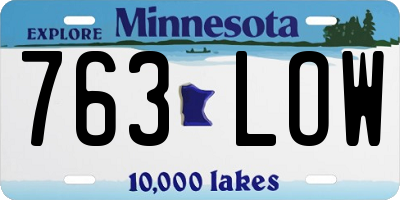 MN license plate 763LOW