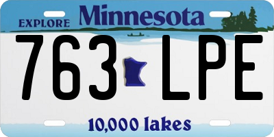 MN license plate 763LPE