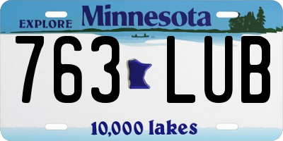 MN license plate 763LUB