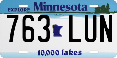MN license plate 763LUN