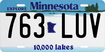 MN license plate 763LUV