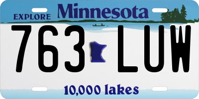 MN license plate 763LUW