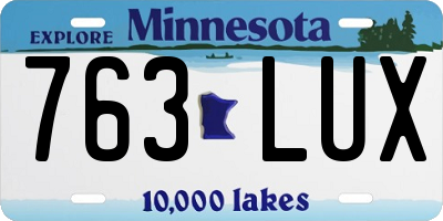 MN license plate 763LUX