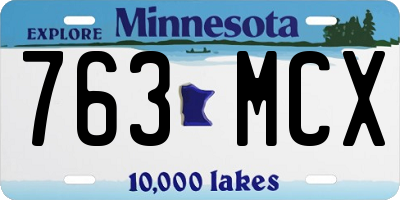 MN license plate 763MCX