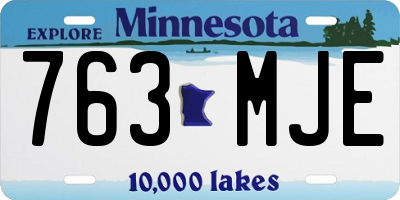 MN license plate 763MJE