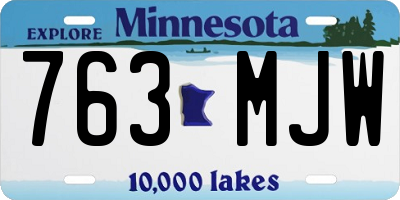 MN license plate 763MJW
