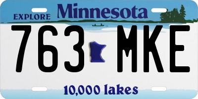 MN license plate 763MKE