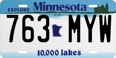 MN license plate 763MYW