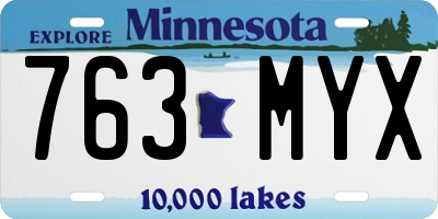 MN license plate 763MYX