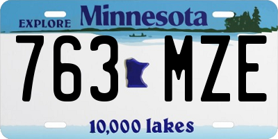MN license plate 763MZE