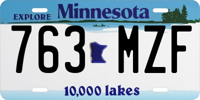 MN license plate 763MZF