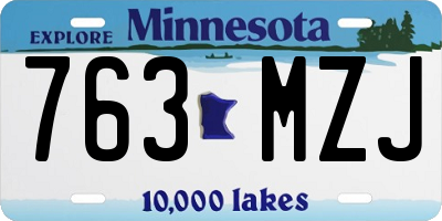 MN license plate 763MZJ