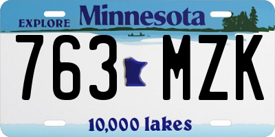MN license plate 763MZK