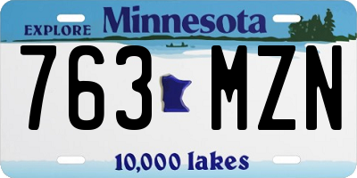 MN license plate 763MZN