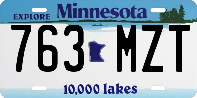 MN license plate 763MZT