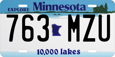 MN license plate 763MZU