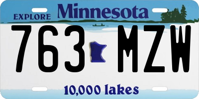 MN license plate 763MZW