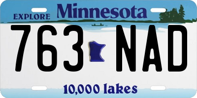 MN license plate 763NAD