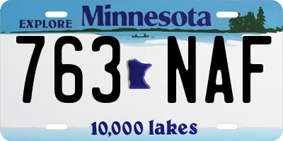 MN license plate 763NAF