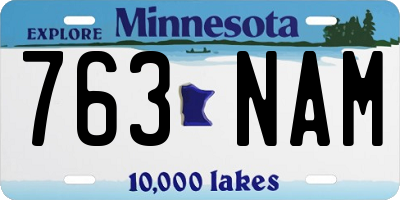 MN license plate 763NAM