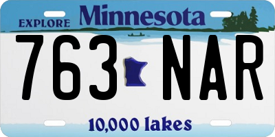 MN license plate 763NAR