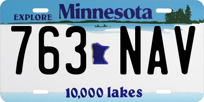 MN license plate 763NAV