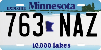 MN license plate 763NAZ