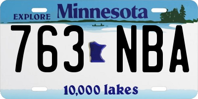 MN license plate 763NBA