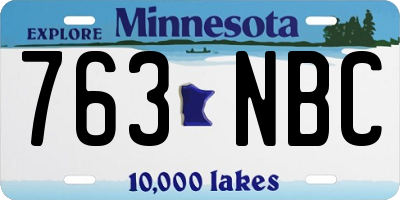 MN license plate 763NBC