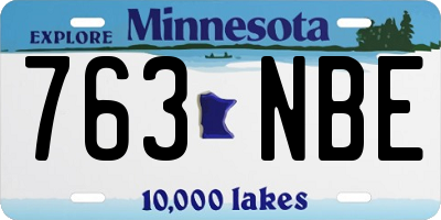 MN license plate 763NBE