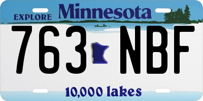 MN license plate 763NBF