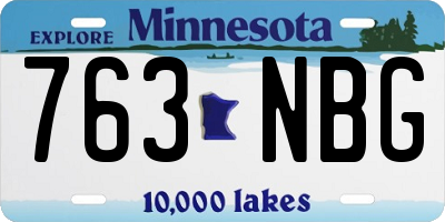 MN license plate 763NBG