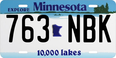 MN license plate 763NBK