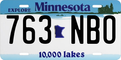 MN license plate 763NBO