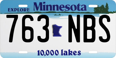 MN license plate 763NBS