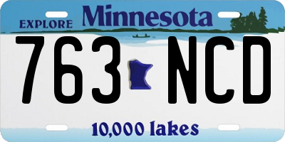 MN license plate 763NCD