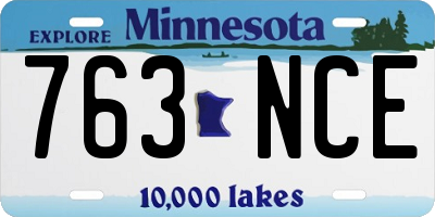 MN license plate 763NCE