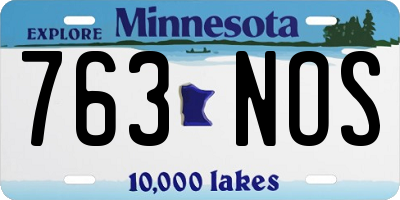 MN license plate 763NOS