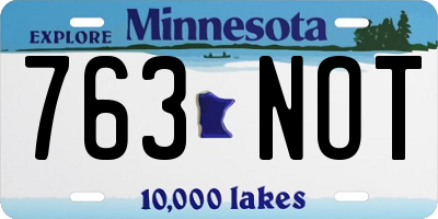 MN license plate 763NOT