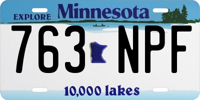 MN license plate 763NPF
