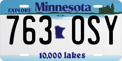 MN license plate 763OSY