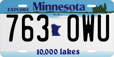 MN license plate 763OWU