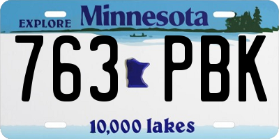 MN license plate 763PBK